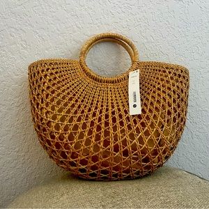 Aqua straw handbag